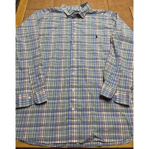Ralph Lauren Blue and Green Plaid Casual Button Down Shirt